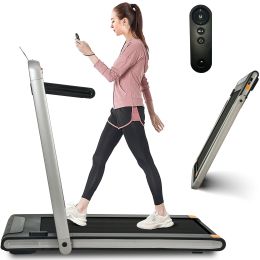 2 in 1 Under Desk Treadmill; 2.5HP Folding Electric Treadmill Walking Jogging Machine for Home Office with Remote Control; Black