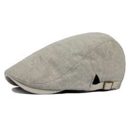 Men's Hat Vintage Cabbie Duckbill Beret Newsboy Fashion Unisex Outdoor Hats Flat Brim Caps Baseball Hats Golf Cap Casual Hat (Color: Light Grey)
