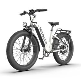 AOSTIRMOTOR New Pattern 26" 1000W Electric Bike Fat Tire 52V15AH Removable Lithium Battery for Adults(white) (Color: As Picture)