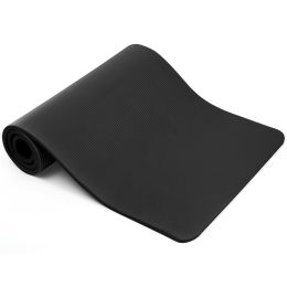 0.6-inch Thick Yoga Mat Anti-Tear High Density NBR Exercise Mat Anti-Slip Fitness Mat (Color: Black)
