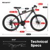 S24102 24 Inch Mountain Bike Boys Girls, Steel Frame, Shimano 21 Speed Mountain Bicycle with Daul Disc Brakes and Front Suspension MTB
